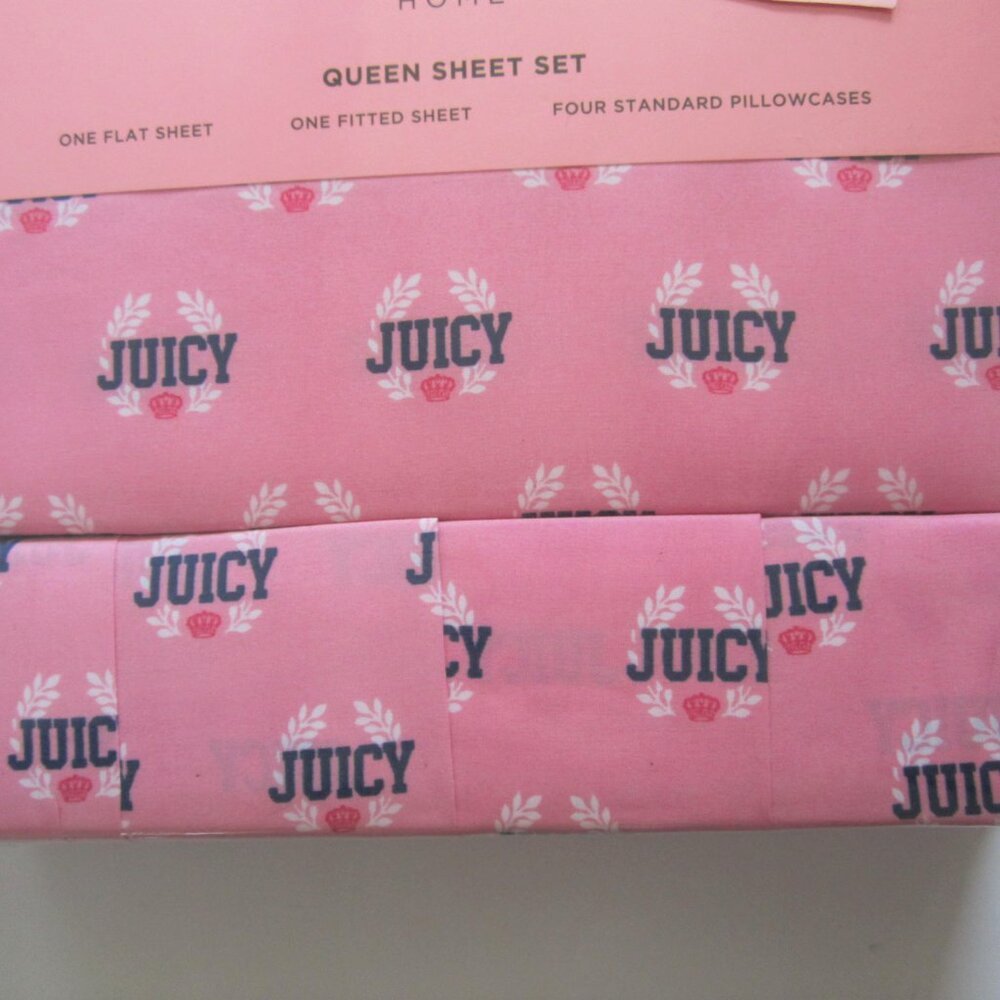 Juicy Couture Queen Sheet Set Pink - Picture 2 of 4